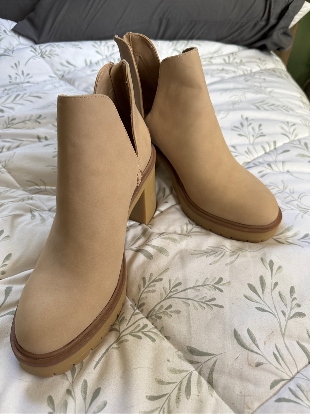 Dolce Vita Taupe Chunky Heel Ankle Booties